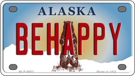 Be Happy Alaska State Novelty Mini Metal License Plate Tag - $284.59 MXN