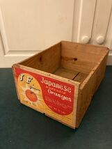 Vintage Japanese Mandarin Oranges Wooden Crate Wood Box J.F. Growers 12 ... - $14.00