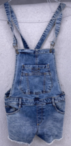 Zara Trafaluc Women&#39;s Shortalls Size Small  Blue Denim Shorts Fade Distressed - £21.83 GBP