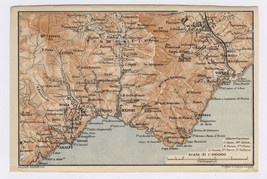 1904 Original Antique Map Of Amalfi Coast / Majori Vietri / Campania / Italy - £22.46 GBP