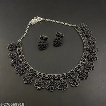 Kundan Antique Oxidised Silver Plated Jewelry Stone Party Wear Set Adjustablec - £6.94 GBP