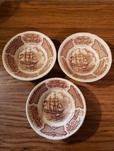 Set Of 3 - Vintage Alfred Meakin Fair Winds Brown Fruit Berry Dessert Bowls - $4.99
