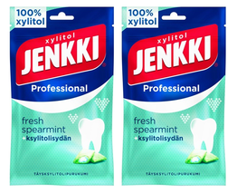 Leaf Jenkki Xylitol Chewing Gum Fresh Spearmint 4 x 70 g (4 Bags) - £22.87 GBP