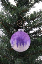 Purple Glitter Icicles 2-5/8" Glass Ball Christmas Ornament - £7.81 GBP