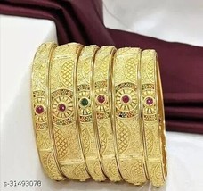 South Indian Women 6 Pcs Bangles/ Bracelet Gold Plated Fashion Wedding J... - $34.44