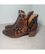 Franco Sarto Women Roar Snake Embossed Notched Bootie Cognac Brown Size 9 - $26.29