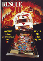 RESCUE 911 Original 1994 UNUSED German Arcade Pinball Machine Sales Flye... - $27.55