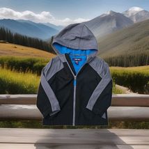 Cherokee Jacket Youth Boys SizeXS 4-5 Blue Fleece Lined Black Gray Full Zip - $15.83