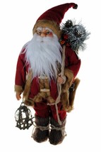 18&quot; Santa Clause Figure Carrying Bag of Pine Cones XMAS Statue - Christm... - £27.49 GBP