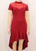 Plus Size Sexy Cocktail Burgundy Ruffled Hi-low Hem Curvy Dress XL XXL XXXL - £50.12 GBP