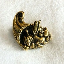 Camco Pin Brooch Cornucopia Signed Goldtone Pumpkin Corn Apple Vegetable... - £23.91 GBP