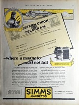 1919 SIMMS MAGNETOS-TRACKERS-RALPH DEPALMA-RECORD-WESTERN UNION Antique ... - $376.56 MXN