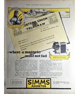 1919 SIMMS MAGNETOS-TRACKERS-RALPH DEPALMA-RECORD-WESTERN UNION Antique ... - $379.47 MXN