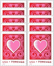 Cut Paper Heart Love Series ONE PACK OF TEN  -  Stamps Scott 4847 - £14.33 GBP