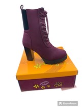 Brand New Burgandy Heel Boots With Side Zip Lace Up Size 8 1/2 Womens - £27.78 GBP