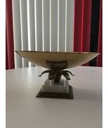 Vintage Gold Candy Dish With Marble Pedestal &amp; Padded Bottom 50s 60s - $14.85