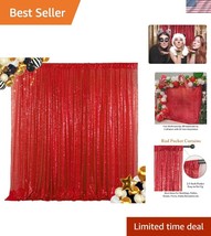 Elegant 10x10FT Red Sequin Backdrop - Ideal for Baby Showers &amp; Birthdays - $1,849.32 MXN