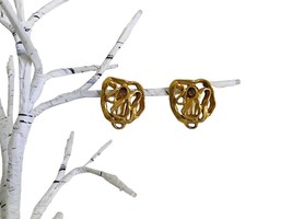 Yves Saint Laurent Gold Tone Brutalist Style Clip On Earrings RARE - £96.70 GBP