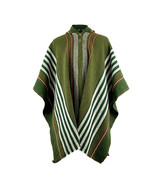 LLAMA WOOL HOODED PONCHO MENS WOMANS UNISEX PULLOVER SWEATER JACKET OLIVE GREEN - $98.95