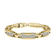 Men&#39;s Link Bracelet 14K Yellow Gold Plated Round Cut Moissanite 4.50CT 8&quot; Inch - £501.32 GBP