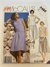 McCalls Sewing Pattern 2460 Dress Easy 8 10 12 Dropped Waistline 1980s Vtg Uncut - £7.98 GBP