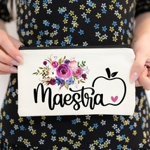 Maestra Makeup Bag, Spanish Teacher Gift, Teacher Pencil Pouch, Dual Language Te - £12.82 GBP