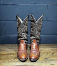 Dan Post Genuine Python Brown Snakeskin Western Boots Men’s Sz 9 - £66.97 GBP