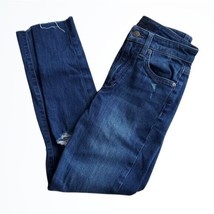 Joe&#39;s Jeans Distressed The Charlie High Rise Skinny Raw Hem Crop Blue Jeans 25 - £37.96 GBP