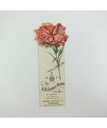 Victorian Trade Card A.B. Chase Piano Die-cut Carnation Flower Bookmark ... - £15.75 GBP