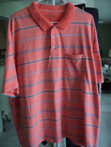 SADDLE BRED ORANGE BLUE STRIPE POLO SHIRT SIZE 3X 3 BUTTON FRONT #7899 - £10.67 GBP