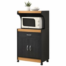 Pemberly Row Microwave Kitchen Cart in Black Beech - £148.54 GBP