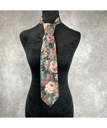 Vtg Floral Necktie John Weitz Black Pink Roses Brocade Silk Blend Mens T... - $19.35 CAD