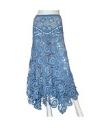 Ralph Lauren Vintage Size L Blue crochet Lace Bohemian Skirt Hand Knit C... - €359,50 EUR