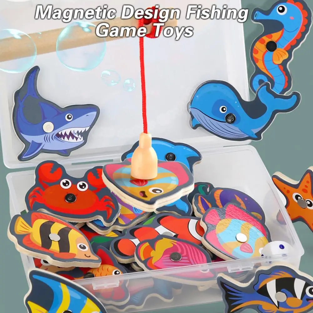 Magnetic Fishing Game Wooden Montessori Educational Toys Alphabet Fishing Toys - £12.42 GBP