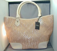 Cole Haan Serena Small Tote Sandalwood Optical Leather Weave B37222 NWT ... - $250.00