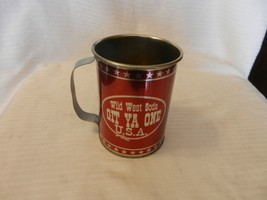 Large Metal Wild West Soda Mug Git Ya One U.S.A. - £19.87 GBP