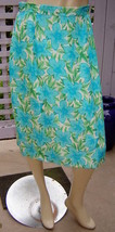TALBOTS Bright Blue/Green/Ivory Floral Print Quilted Silk Pencil Skirt (10) - £11.49 GBP