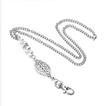 1 Set Lanyard Sweater Necklace Long Silver Color Round Imitation  For Hang Work  - £13.98 GBP