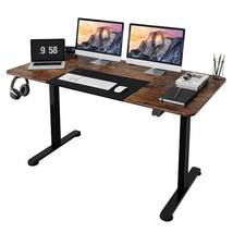 55 Inch Electric Standing Desk Adjustable with Cable Management Hole-Brown - Col - $5,216.76 MXN