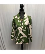 J Nna Briar Floral Blazer Womens Size Medium Green Cream Lightweight Jac... - $24.49