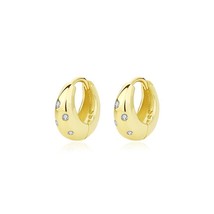 S&#39;STEEL 925 Silver Simple Gold Zircon Earings For Women 2022 Trending Hoop Earri - £16.81 GBP