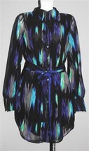KIRNA ZABETE for Target Paint Streak Sheer Sleeves Belted Shirt Dress Wm&#39;s S EXC - £23.17 GBP