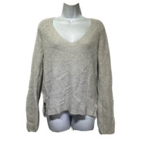 paige Gray lambswool cashmere v-neck knit Ribbed pullover sweater Size S - £27.12 GBP