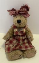 Boyds Bear with Red Gingham Dress Eudemia Q Quignapple Tan - £13.53 GBP
