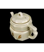 Porcalier Porcelain Teapot, Ivory With Brown Trim, Wheat Flowers, 10-Sid... - $33.42 CAD