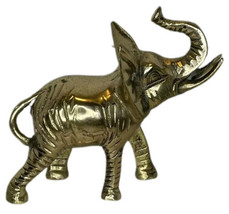VTG Solid Brass Elephant with Trunk Up Figurine - 4 3/4” Tall 5 1/2 Long - £10.99 GBP