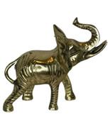 VTG Solid Brass Elephant with Trunk Up Figurine - 4 3/4” Tall 5 1/2 Long - £10.54 GBP