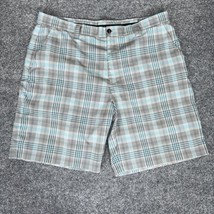 Izod Shorts Men 38 (39x9.5) Blue Grey Plaid PerformX Golf High Rise Casu... - £12.61 GBP