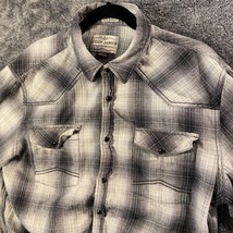 Cody James Flannel Mens Large Grey Plaid Pearlsnap Longsleeve Western Rodeo Soft - £10.86 GBP
