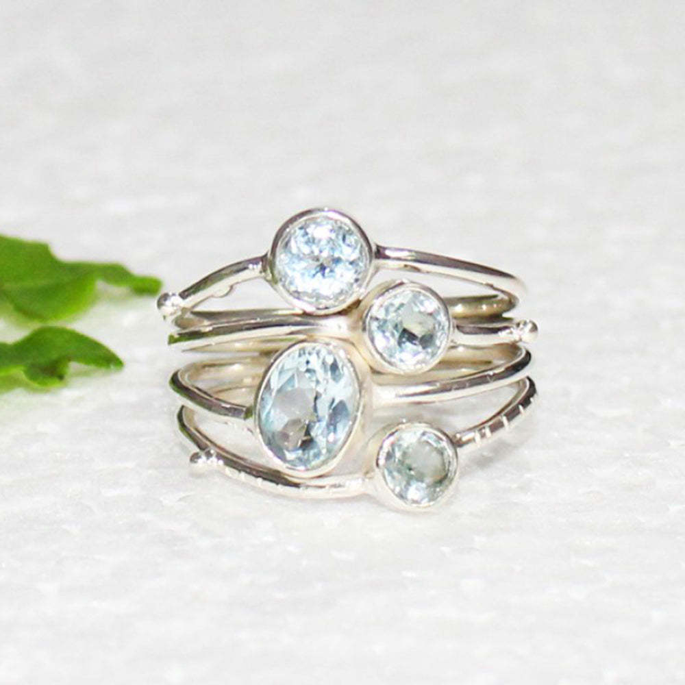 NATURAL SKY BLUE TOPAZ Gemstone Ring, Birthstone Ring, 925 Sterling Silver Ring,